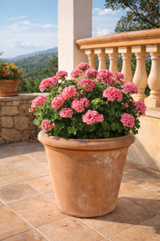 Pot en terre cuite rond classique en terre cuite d’Impruneta authentique